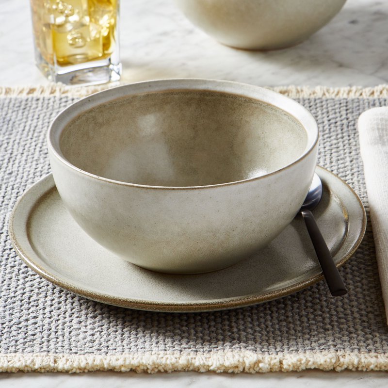 6-Inch Stoneware Cereal Bowl - Cream, 2 Pack