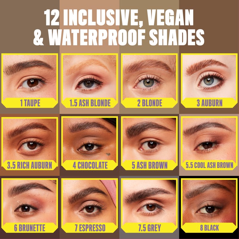 Micro Precise Vegan Eyebrow Pencil with Spoolie, Waterproof Brow Filler