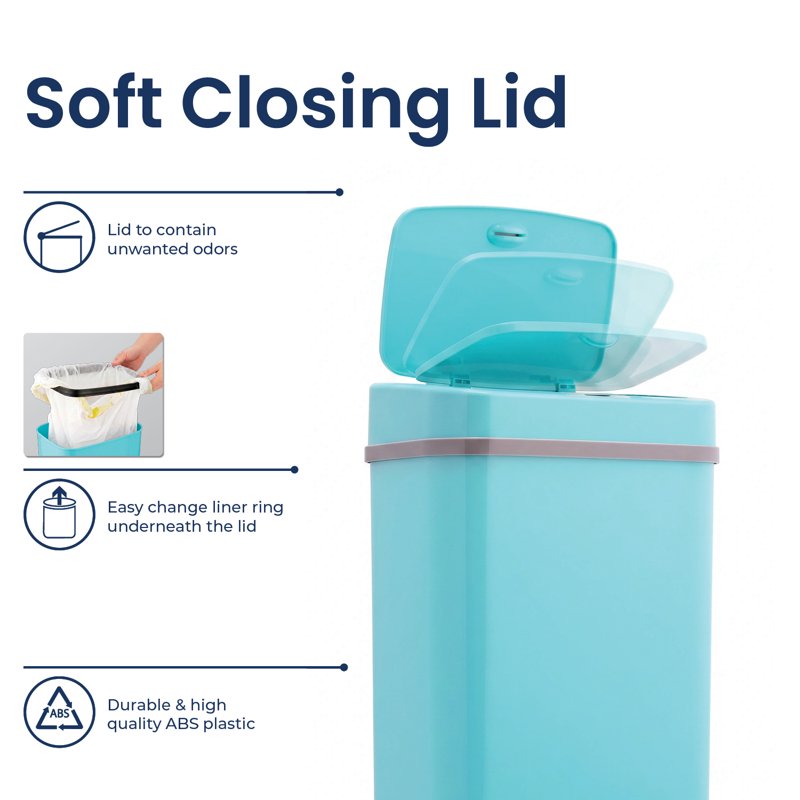 Automatic Trash Can - 3.2 Gallon Motion Sensor Garbage Bin, Teal