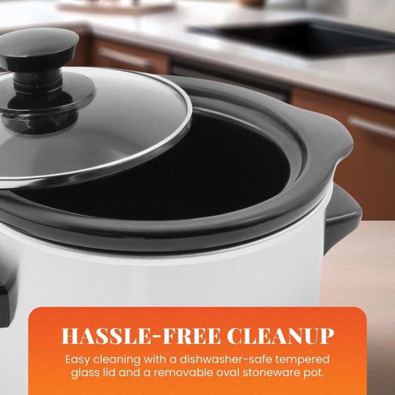 1.5-Quart Mini Slow Cooker - Stainless Steel with Removable Pot