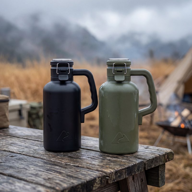 48oz Insulated Stainless Steel Growler - Black Travel Bottle