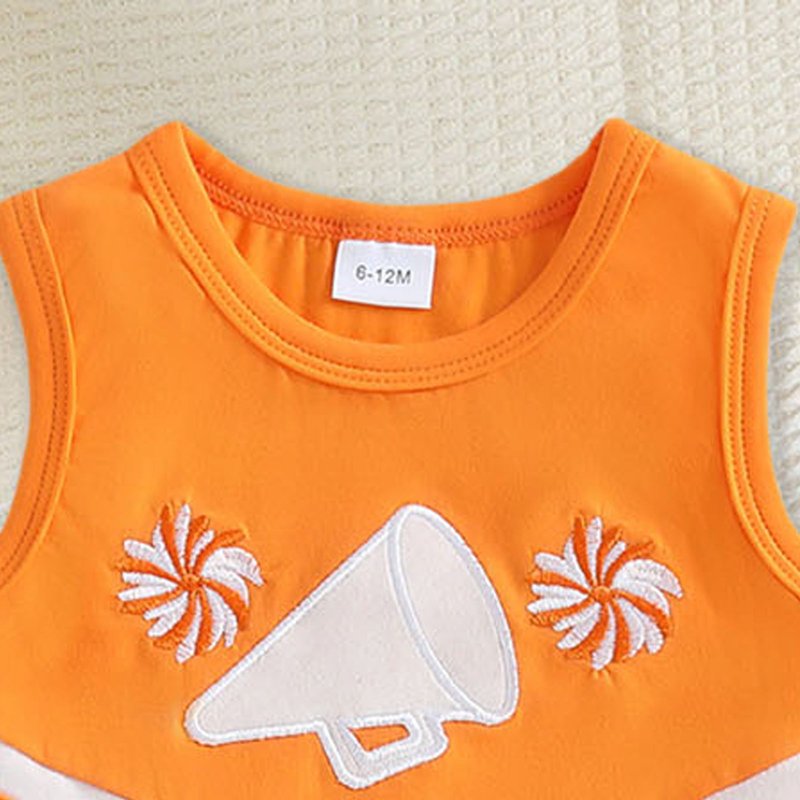 Toddler Girl Cheerleader Outfit Set - Shirt & Skirt Halloween Cheerleading Costume (2-3 Years) Variation of I158-Orange