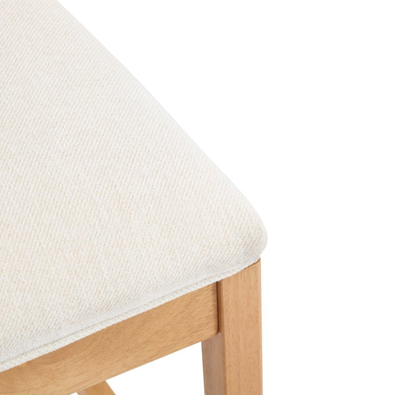 Counter Height Bar Stools Set of 2 - Natural Finish & Beige Cushion