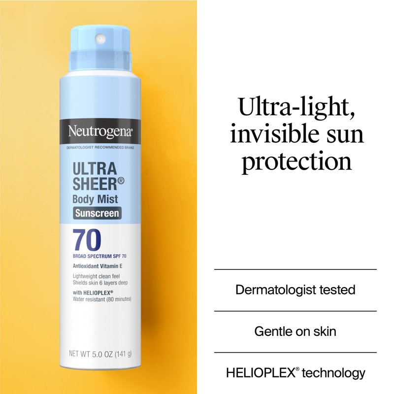 Ultra Sheer Sunscreen Spray SPF 70 - 2 Pack, 5 oz Each