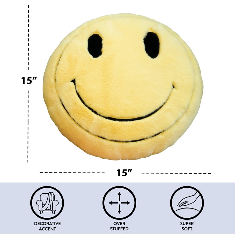 Smiley Decorative Pillow - 18 Inch Bright Cheerful Cushion, Kids & Adults Variation 1