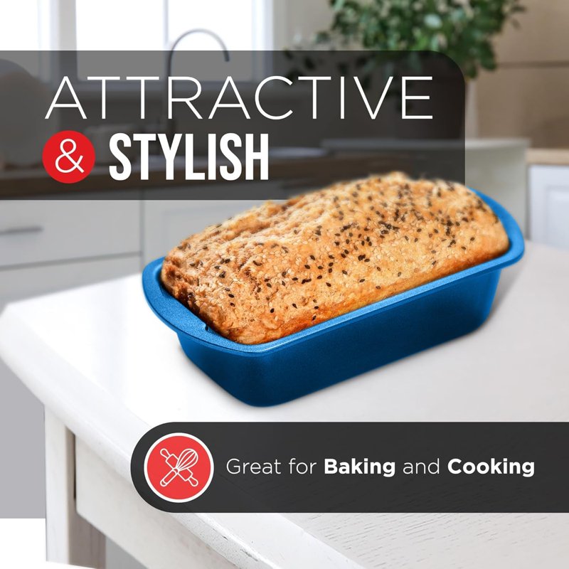 Nonstick Loaf Pan Set - 4 Pack, Carbon Steel 11" Blue Marble