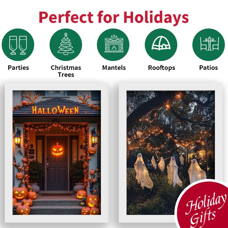 Halloween String Lights Battery Operated 18Ft 50 LED Outdoor Waterproof with 8 Modes