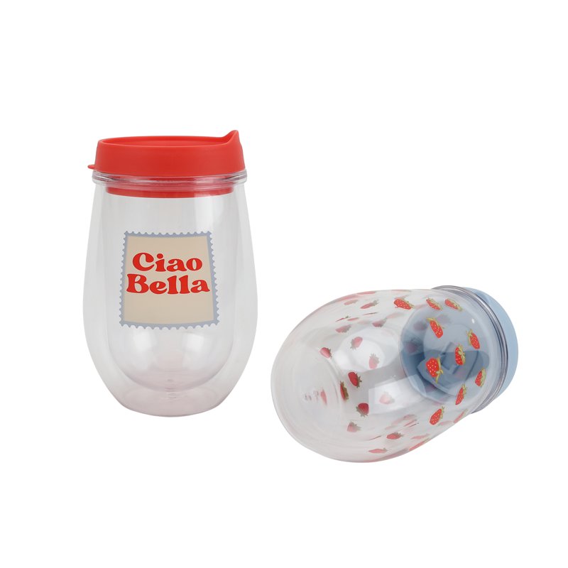 12oz Printed Wine Tumbler Set - Ciao Bella & Strawberry