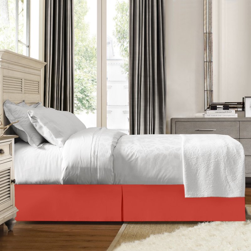 Twin XL Rust Orange Pleated Tailored Bed Skirt - Clara Clark Variation