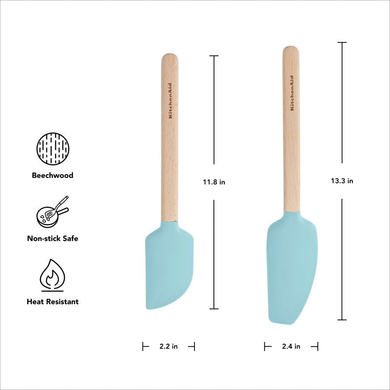 Silicone Mixing Spatula and Scraper Set - Mineral Water
