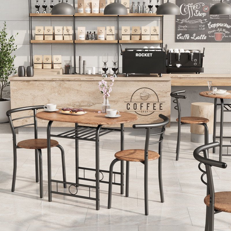 Compact 3-Piece Dining Set for 2 - Brown
