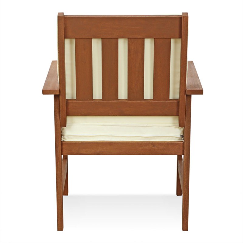 Outdoor Hardwood Armchair with Cushion - Teak Oil Finish