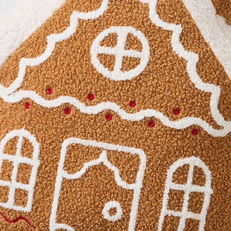 Gingerbread House Shaped Decorative Pillow - 16x14 Farmhouse Accent