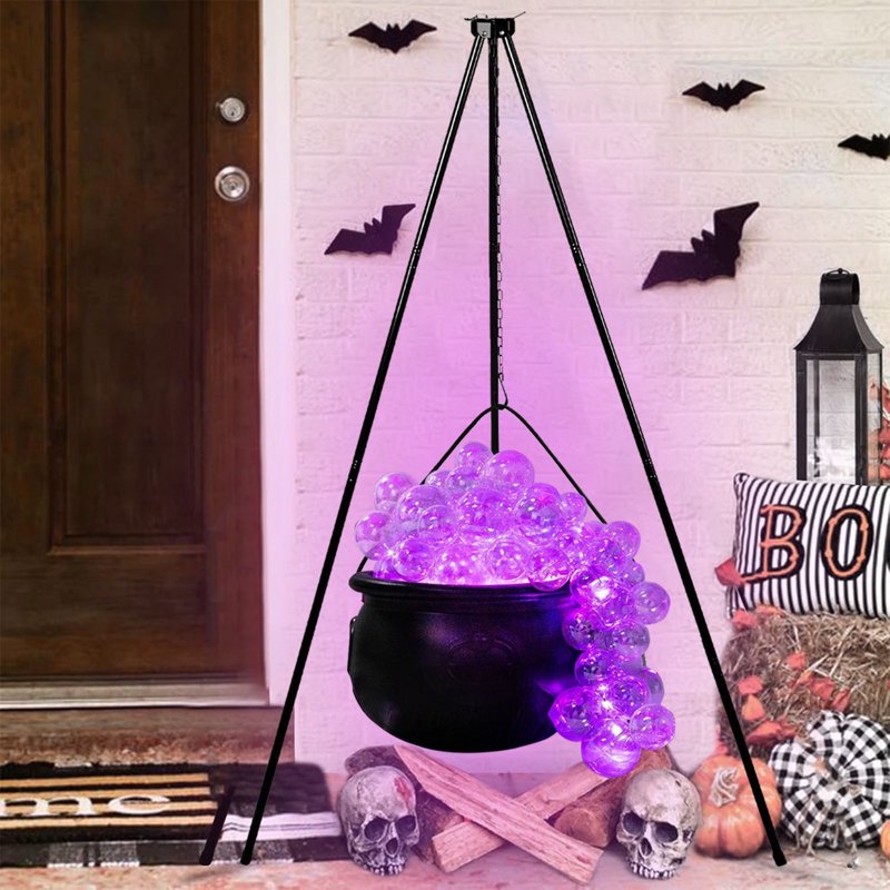 DIY Bubbling Cauldron Halloween Decorations Outdoor - Black with Lights