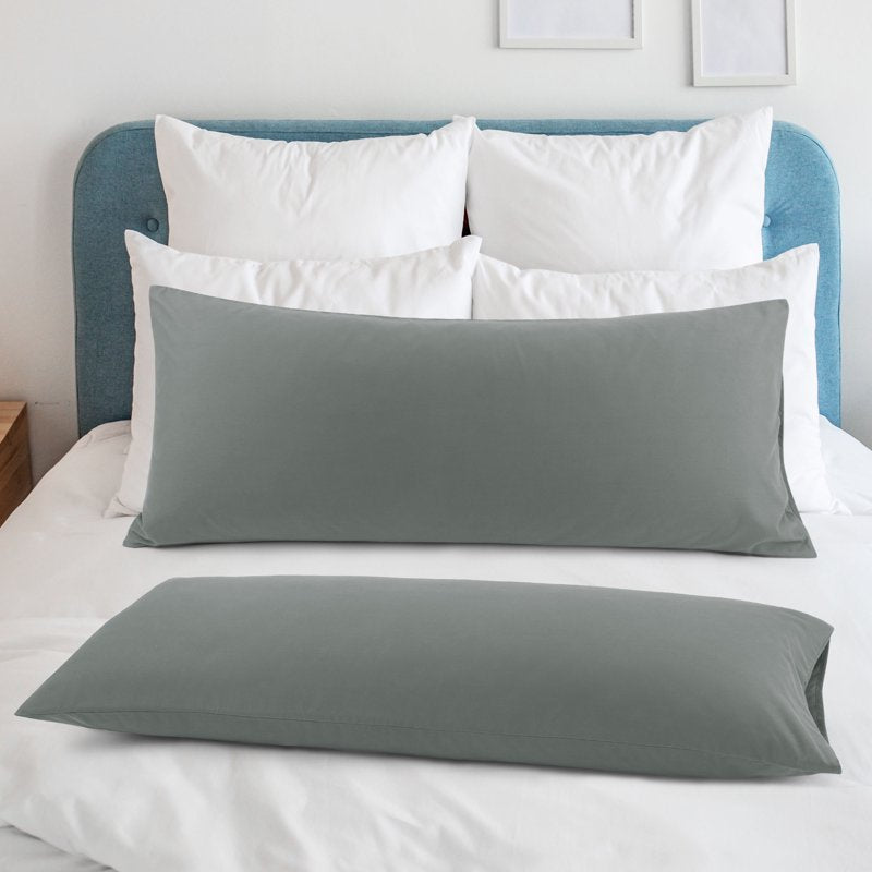 Body Pillow Cover 20x48 Inches Microfiber Grey 2-Piece Set