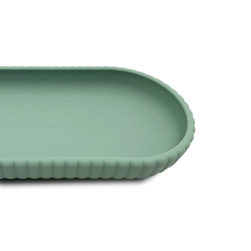 3 Pack Rubberized Plastic Ribbed Bathroom Accessory Tray - Green
