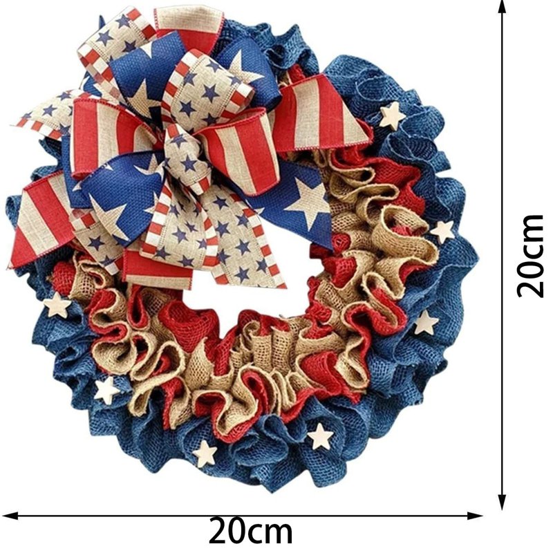 Patriotic Wreath Decorations - 250th Year Independence Day Red White Blue Flower Wreath Z0D Variation