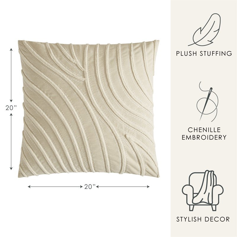 White Waves Aiden Pillow 20x20 Set of 2 Decorative Cushions for Adults - Home Decor