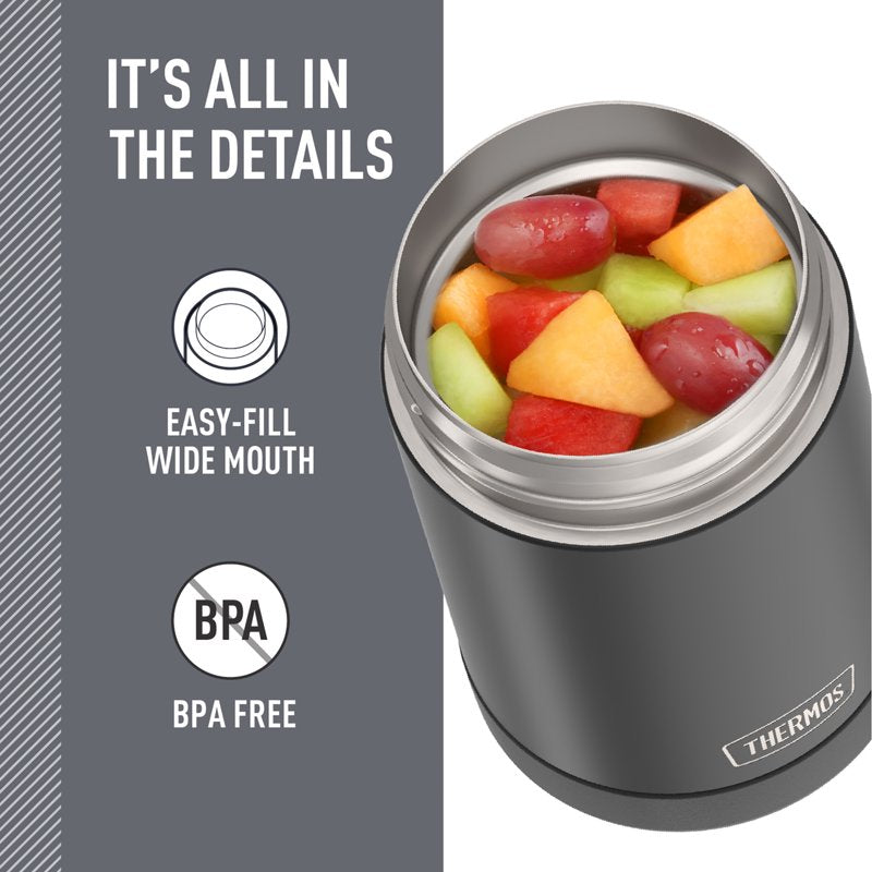 16oz Vacuum Insulated Food Jar with Spoon - Black