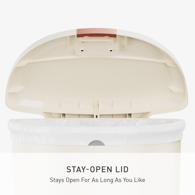 13 Gallon Plastic Step Trash Can with Secure Lid - Cream