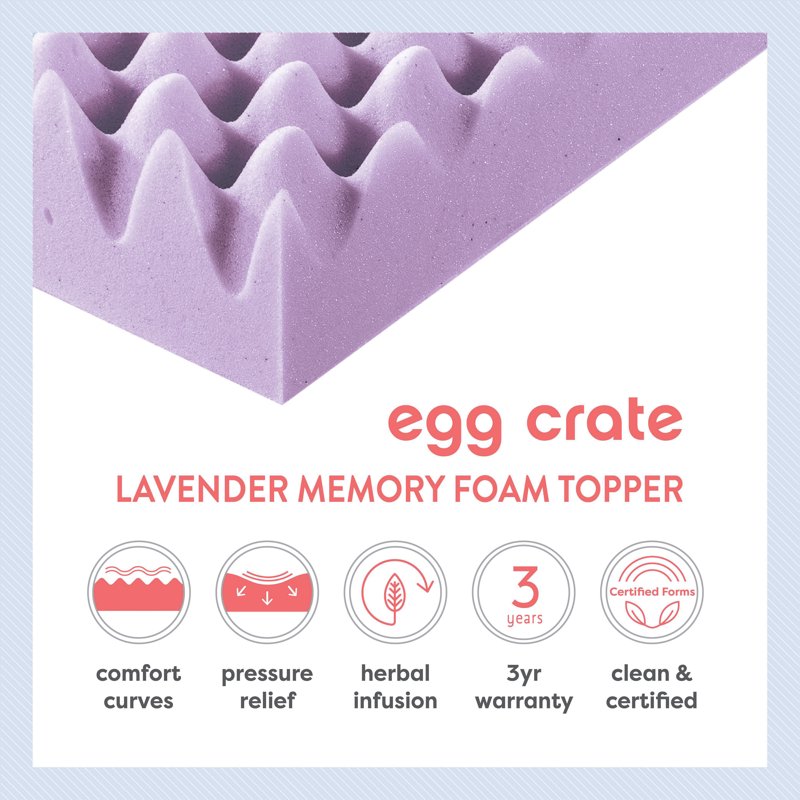 King 4-Inch Memory Foam Egg Crate Mattress Topper with Lavender Infusion
