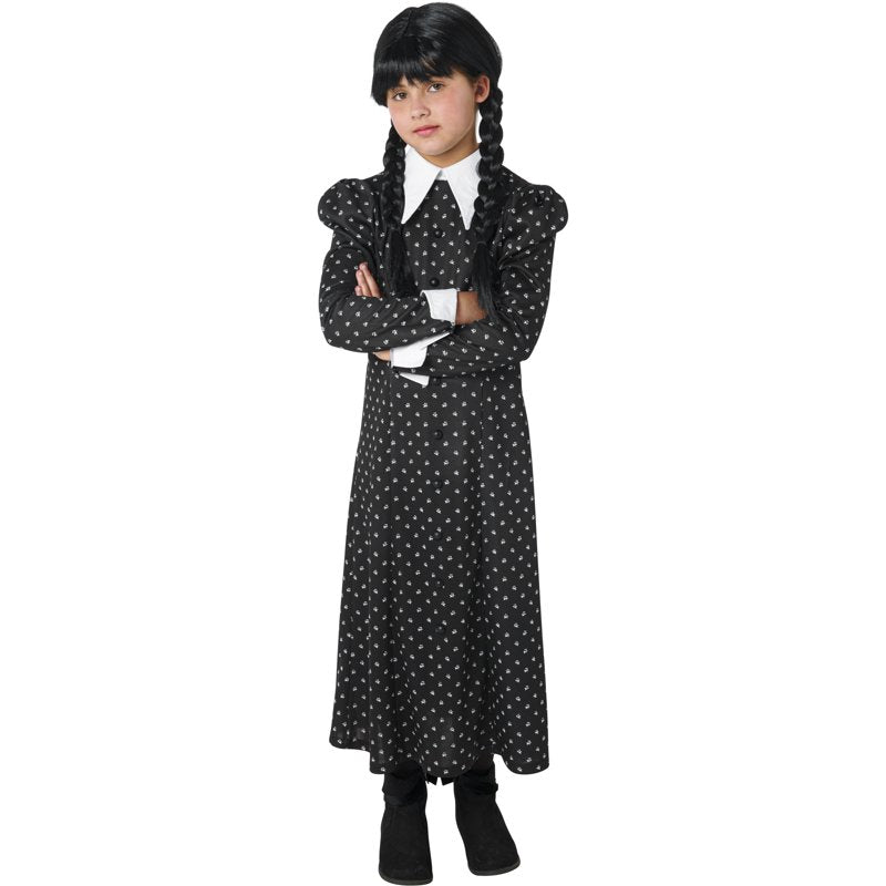 Wednesday Addams Girls Costume Small - Nevermore Academy Gothic Dress with Polka Dots