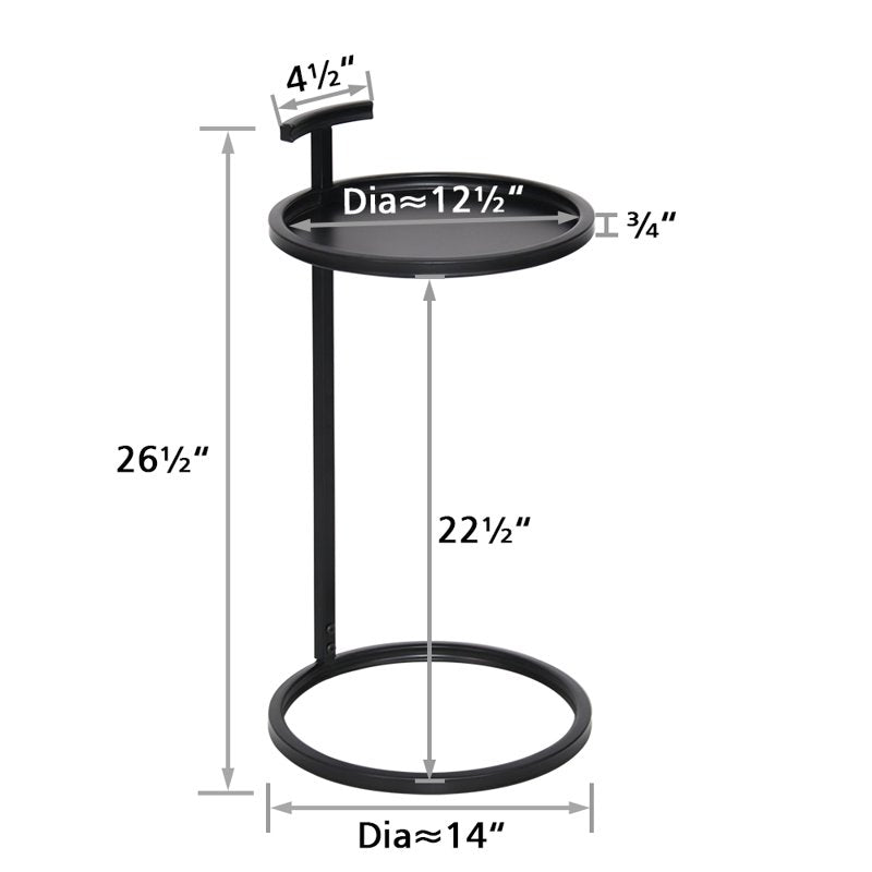 Round Matte Black Metal C Table - Small Space Side Table