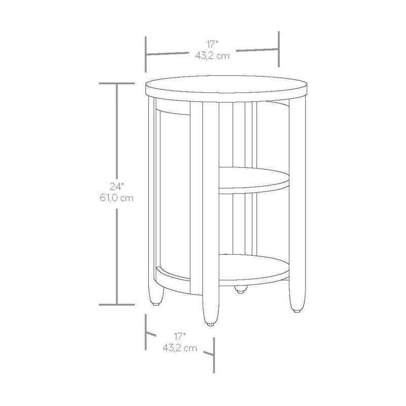 Round Side Table with Woven Detail - Multiple Colors