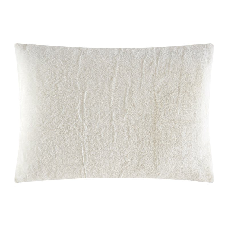 Full Size Faux Rabbit Fur Duvet Set with Sham - White, 3-Piece Bedding