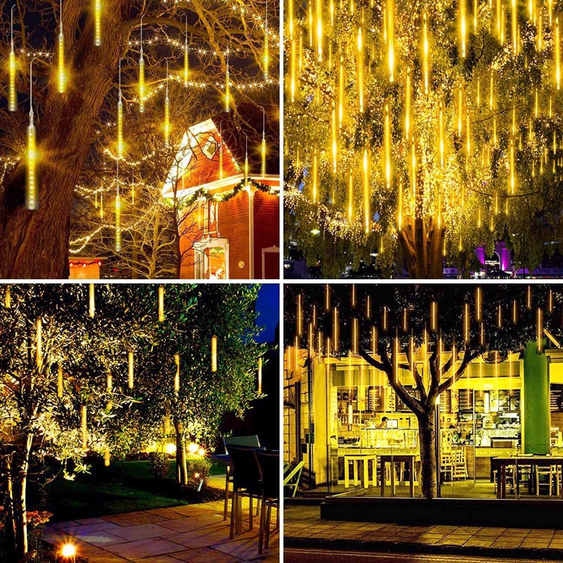 Meteor Shower Rain Lights 30cm 10 Tubes Waterproof LED String Lights for Christmas & Outdoor Garden - Warm White