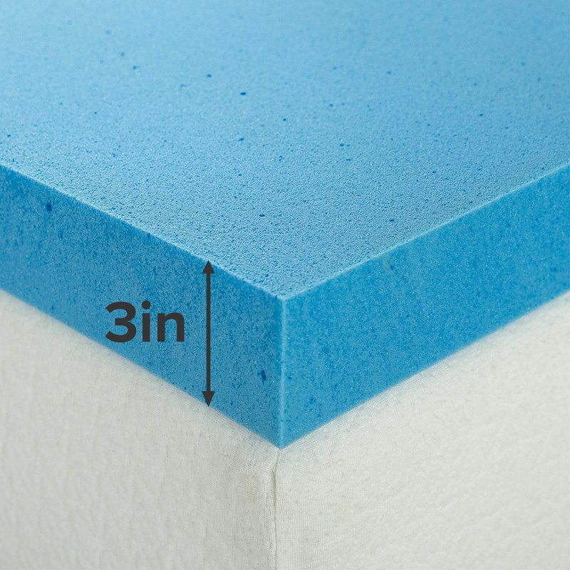 Full Size Green Tea Cooling Gel Memory Foam Mattress Topper - 3 Inch