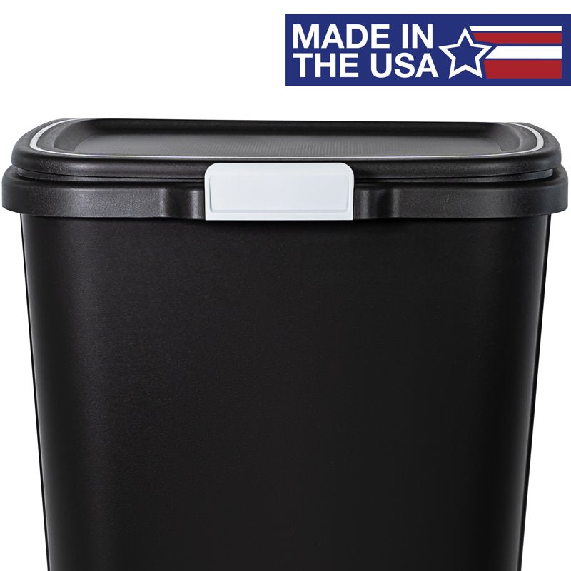 13 Gallon Kitchen Trash Can - Plastic Odor Block Touch Top Bin - Black
