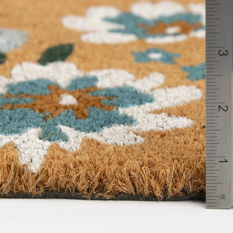 Outdoor Coir Doormat 18x30 Inch - Love Grows Here Floral Entry Rug - Non-Slip Home Entrance Mat