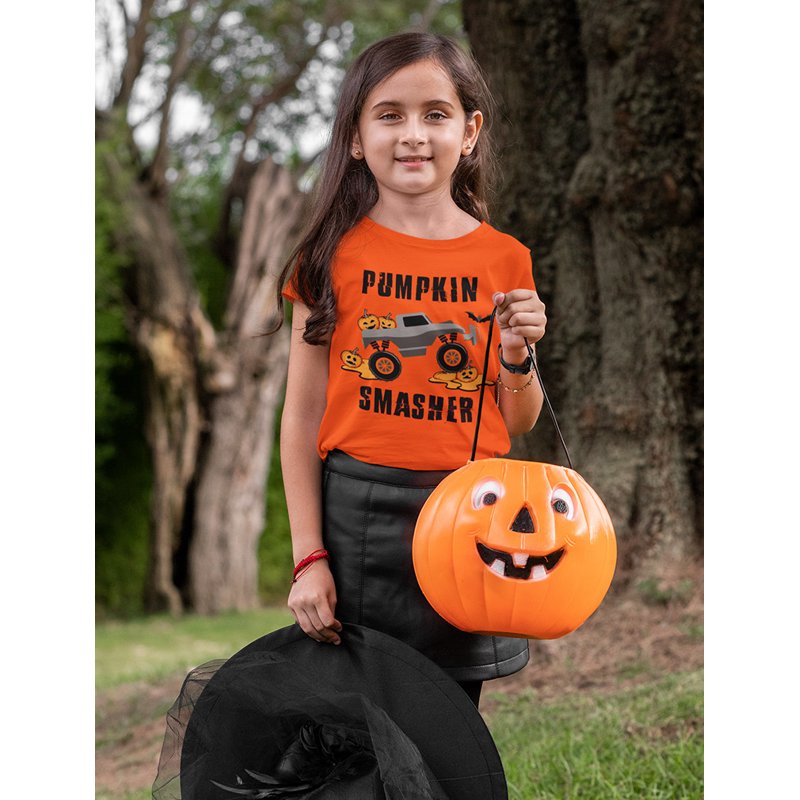 Toddler Halloween T-Shirt - Pumpkin Smasher Design, Orange, 5T