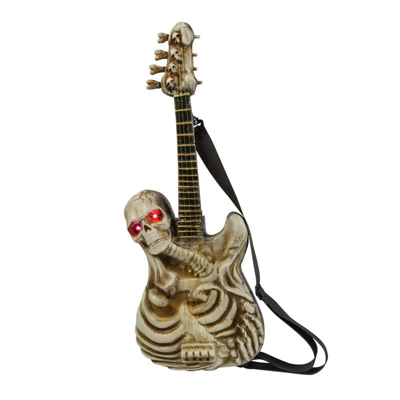 Light-Up Ukulele-Shaped Skeleton Halloween Decoration - 2 Ft Plastic