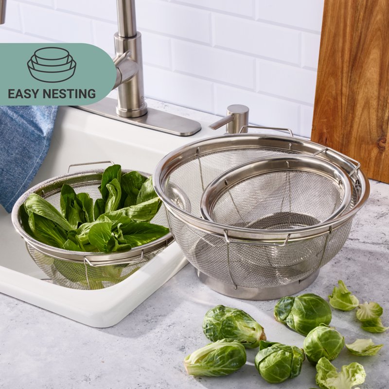 Fine Mesh Sieve Set - 3-Piece Stainless Steel Colanders