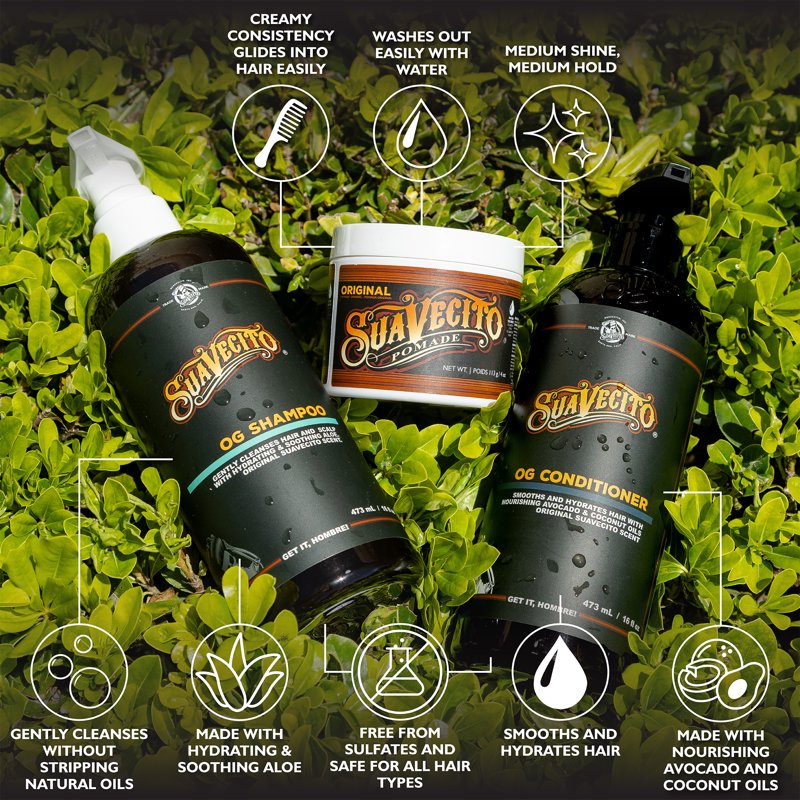 Hair Care Gift Set with Medium Hold Pomade, Shampoo & Conditioner