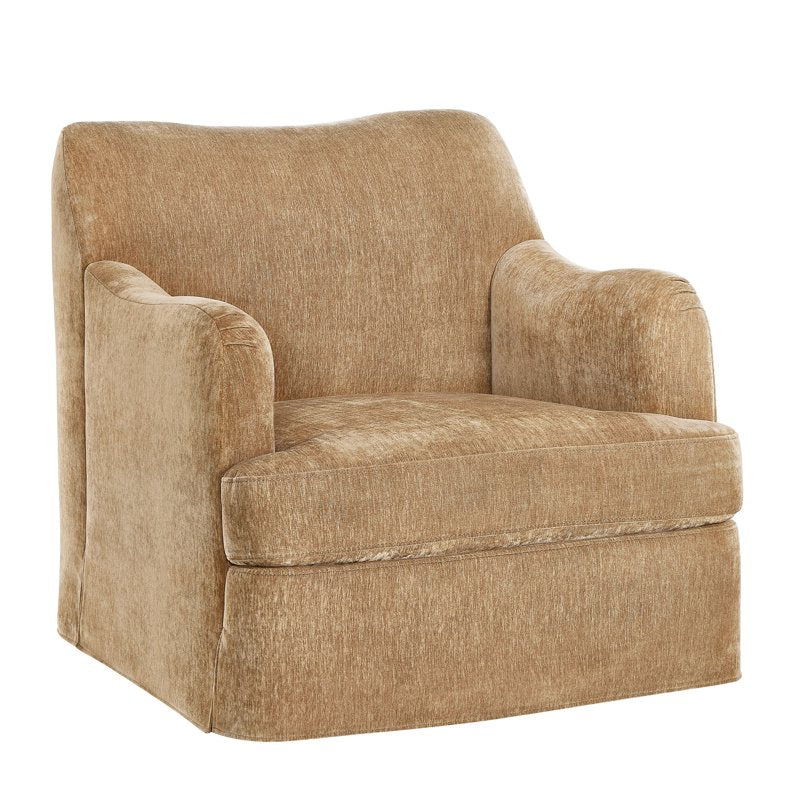 Swivel Accent Chair - Honey Brown Fabric Upholstery
