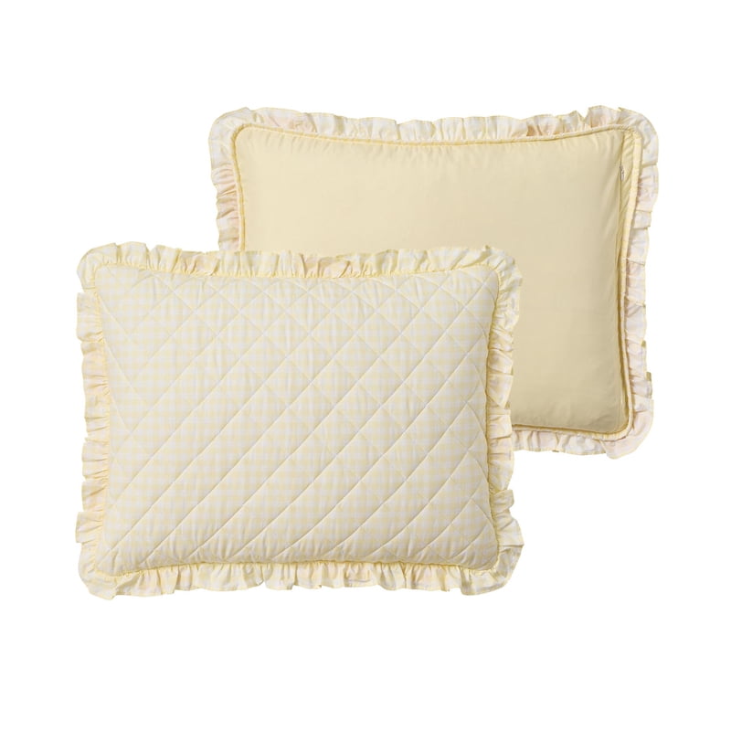 My Texas House Gingham Ruffle Quilt Set - King Yellow