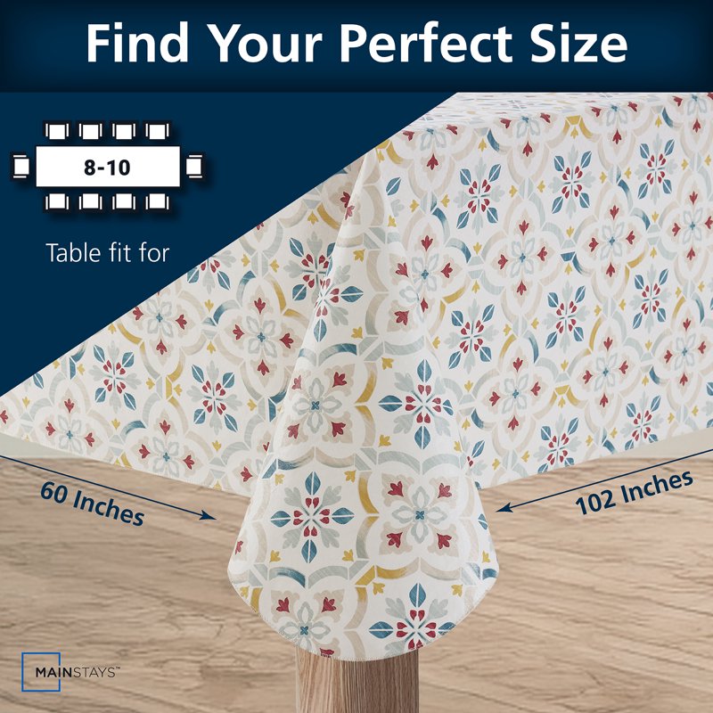 PEVA Indoor & Outdoor Tablecloth - 60" x 102", Farmhouse Tile
