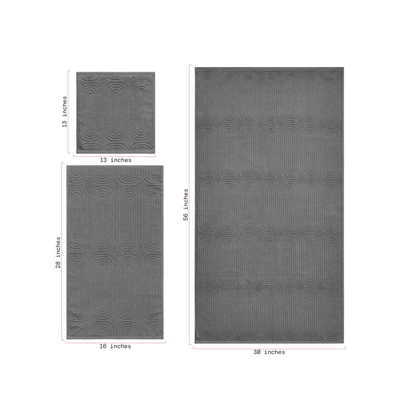 Textured Cotton Bath Towel Set - 6 Piece Charcoal Gray Variation of THIS listing