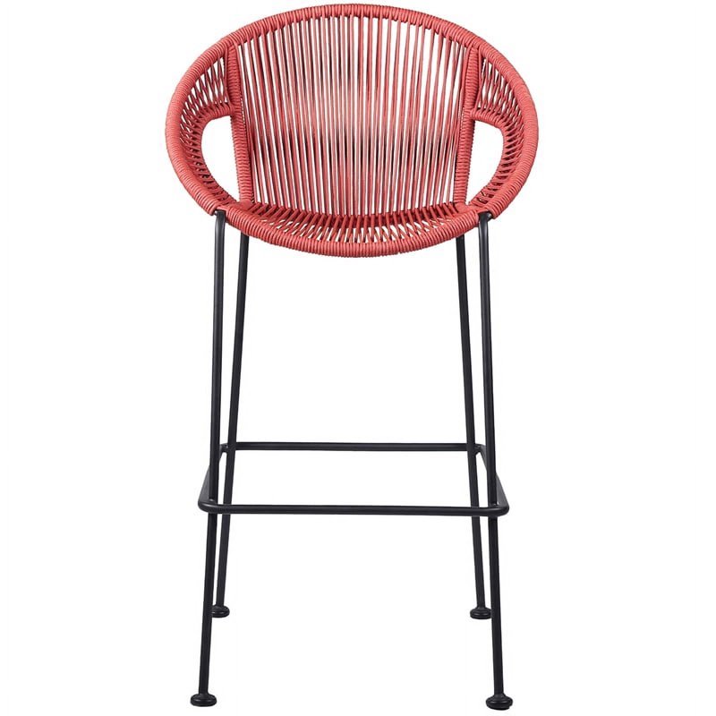 30" Bar Height Steel Bar Stool with Brick Red Rope - Acapulco