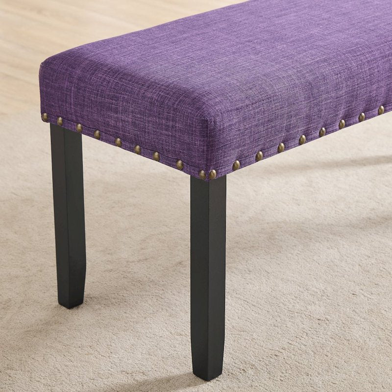 Comfortable Fabric Dining Bench with Nailhead Trim - Multiple Colors