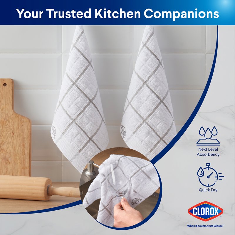 Cotton Dish Cloths 2 Pack - Highly Absorbent, Gray