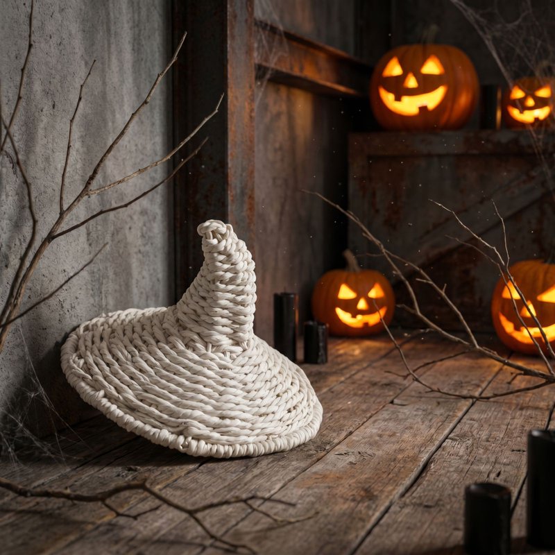 Ghost Hat Ornament - Black 3.9x6.2 Inch Halloween Home Decor