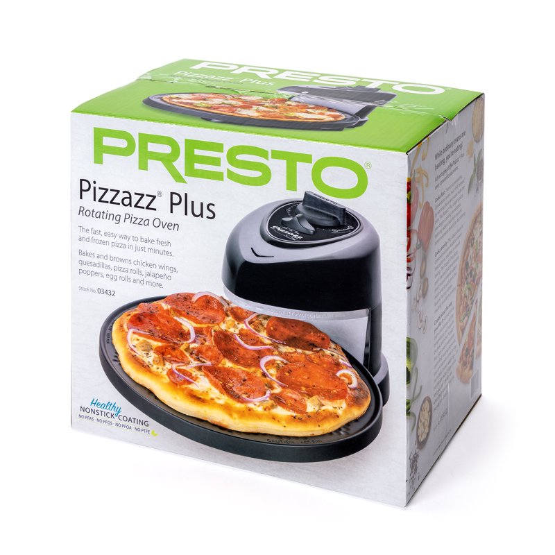 Rotating Pizza Oven with Nonstick Pan - Presto Pizzazz Plus Black