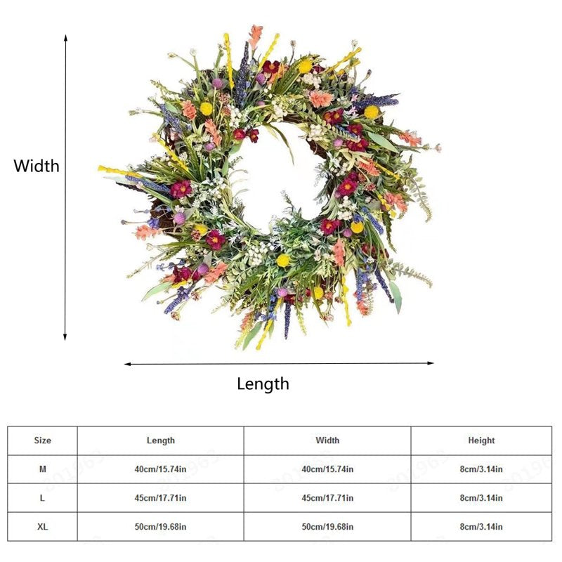 Texas Wildflower Wreath Spring and Summer Decorative Door Hanging - Rustic Home Decor