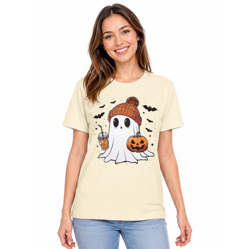 Apricot KimSoong Halloween Women's Pumpkin Ghost Graphic T-Shirt XL