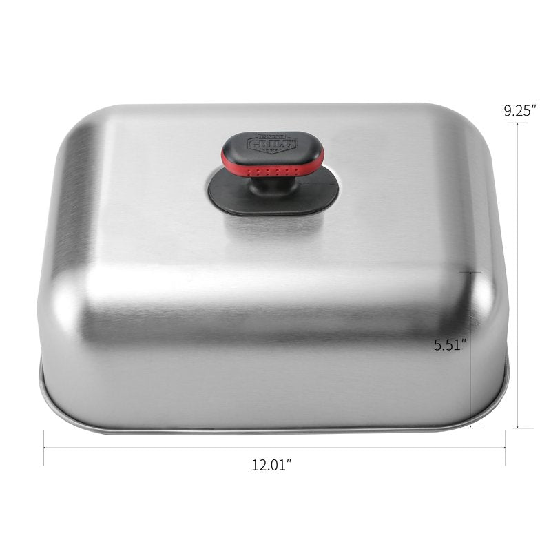 Stainless Steel Griddle Dome with Soft Grip Handle - 12"