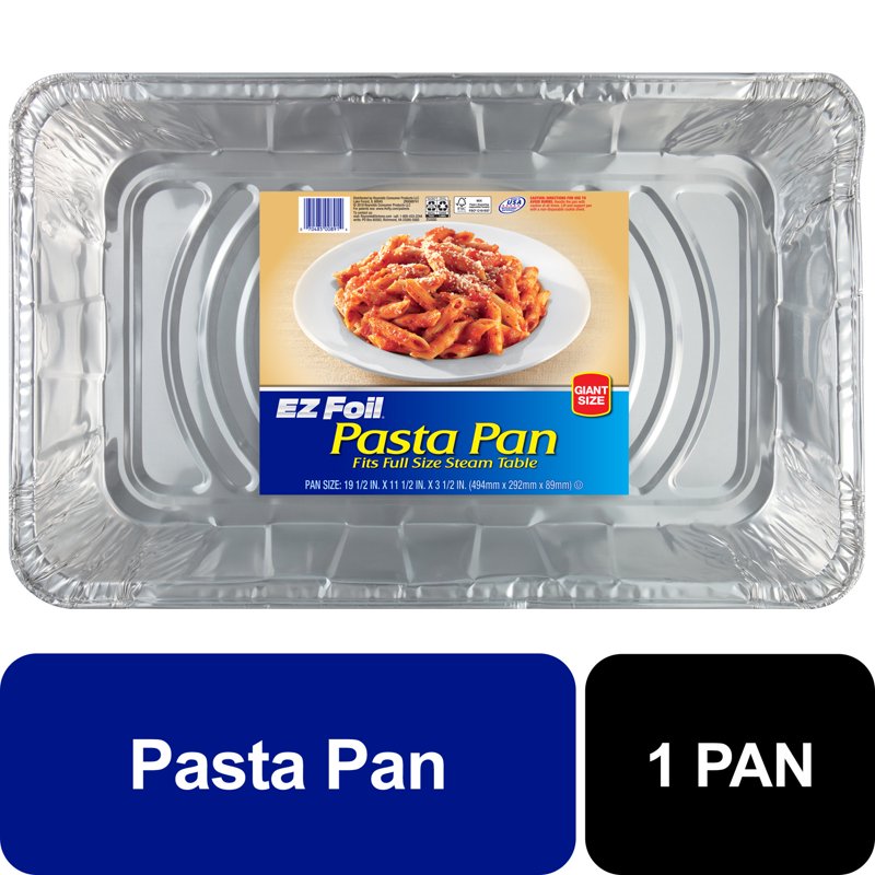 EZ Foil Extra Large Disposable Pasta Pan - 2 Pack, 19.5 x 11.5 x 3.5 in.